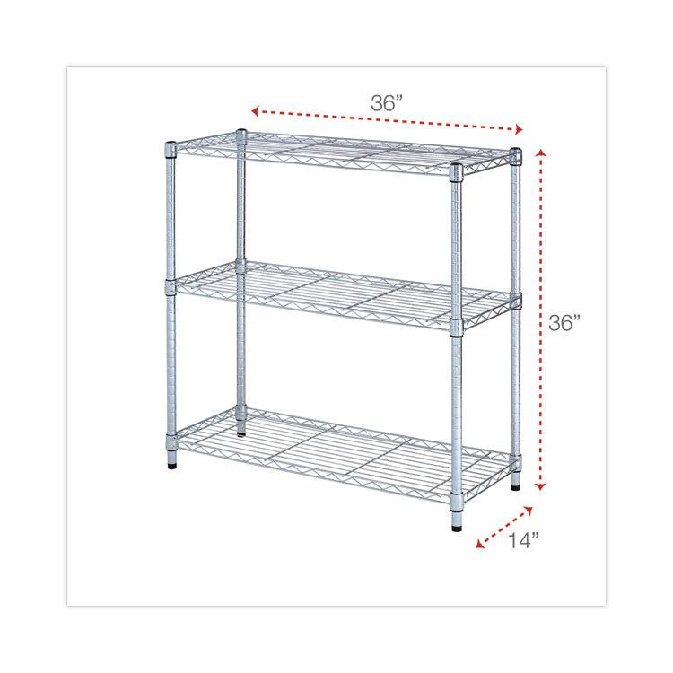 Residential Wire Shelving, Three-Shelf, 36w X 14d X 36h, Silver 2