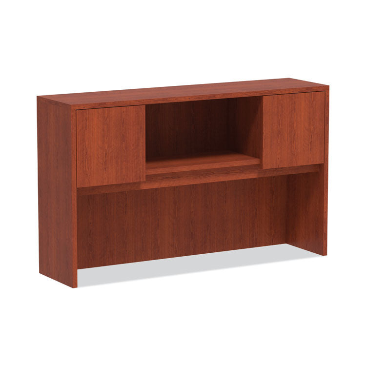 Alera Valencia Series Hutch with Doors, 4 Compartments, 58.88w x 15d x 35.38h, Medium Cherry 1