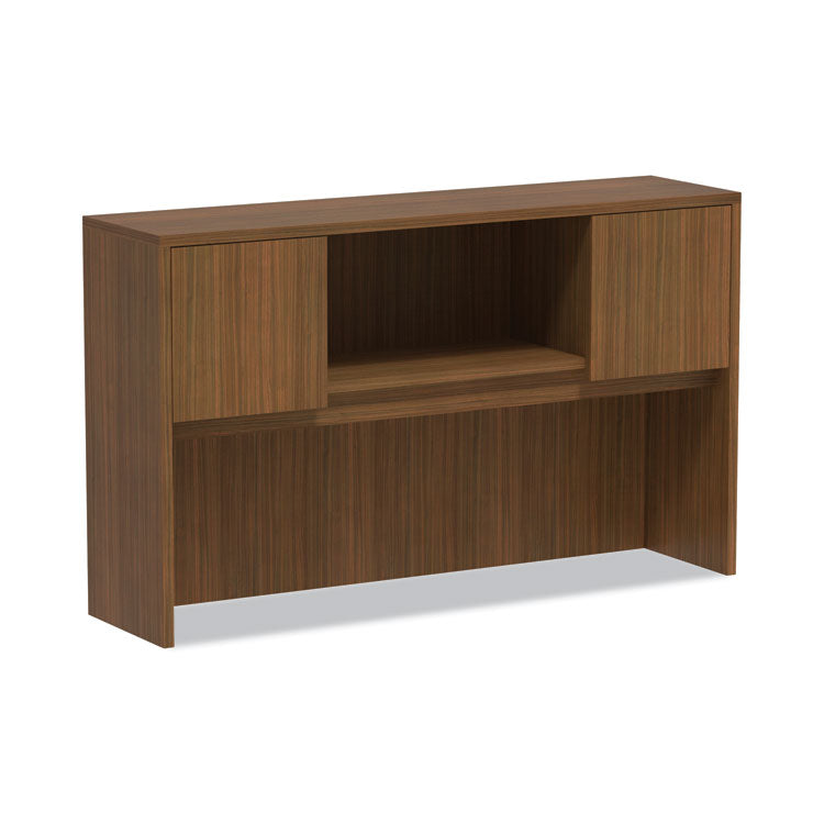 Alera Valencia Series Hutch with Doors, 4 Compartments, 58.88w x 15d x 35.38h, Modern Walnut 1