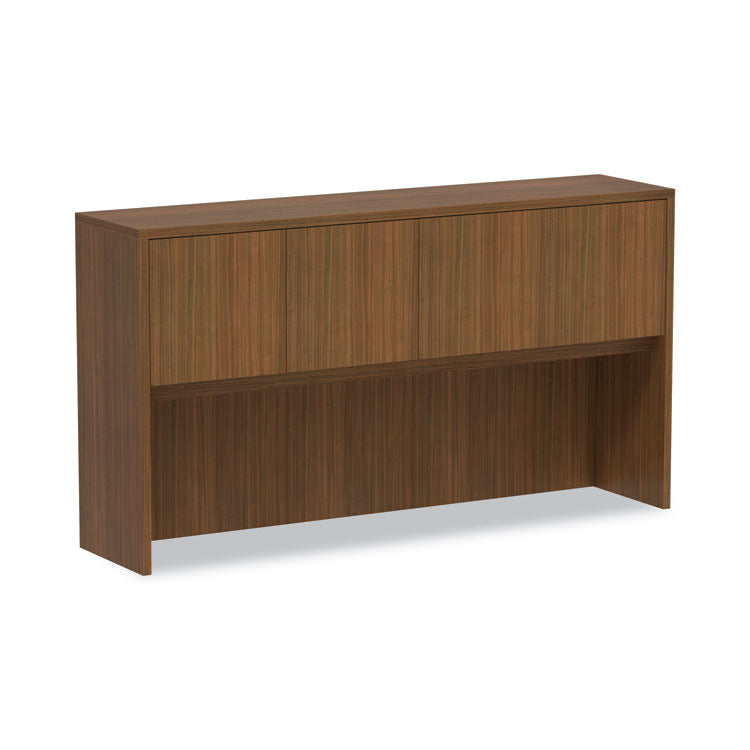 Alera Valencia Series Hutch with Doors, 4 Compartments, 64.75w x 15d x 35.38h, Modern Walnut 1