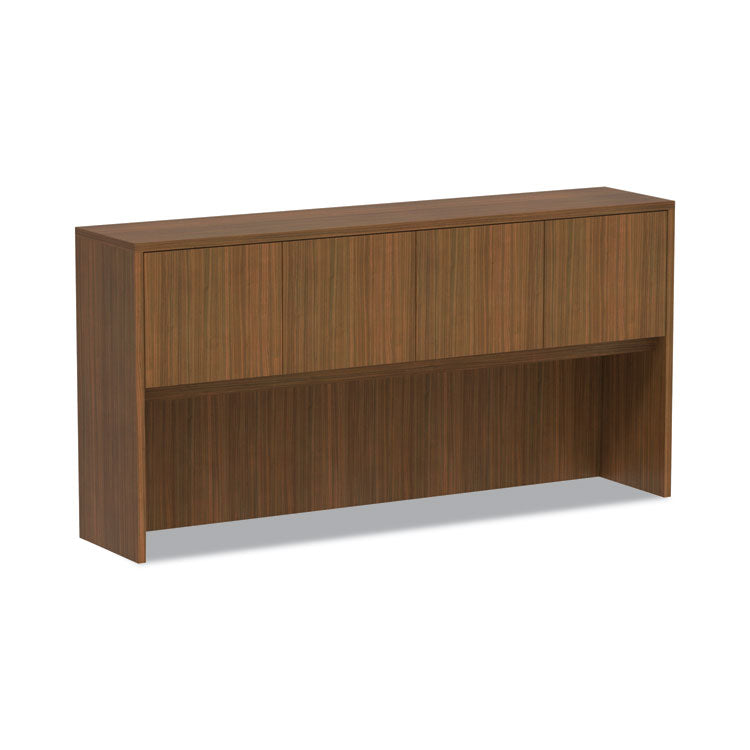 Alera Valencia Series Hutch with Doors, 4 Compartments, 70.63w x 15d x 35.38h, Modern Walnut 1