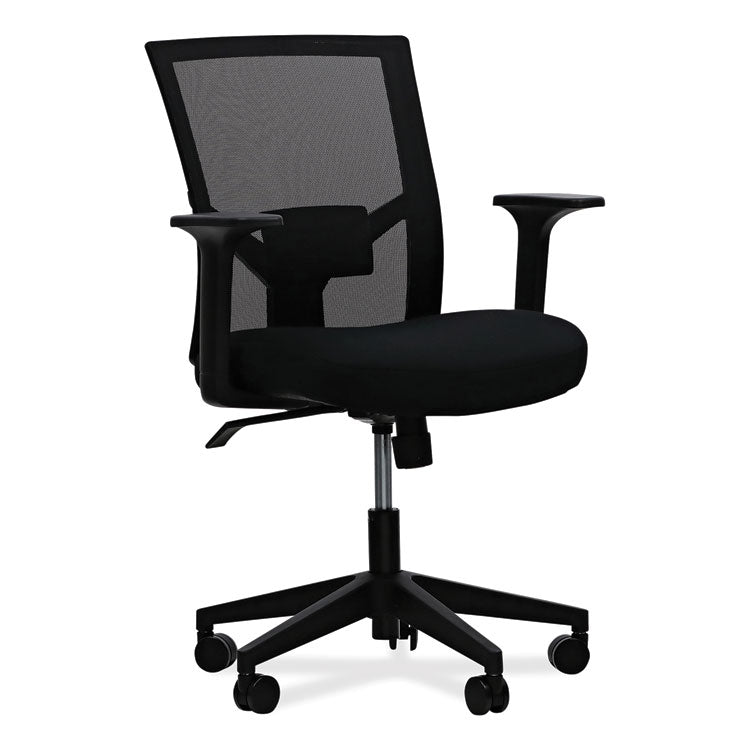 Mesh Back Fabric Task Chair, Supports Up to 275 lb, 17.32" to 21.1" Seat Height, Black Seat, Black Back 1