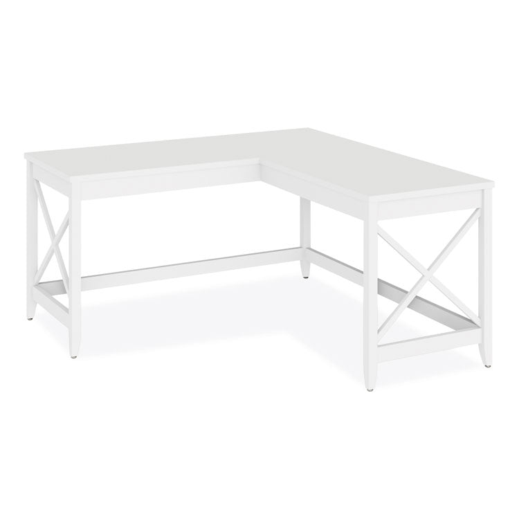 L-Shaped Farmhouse Desk, 58.27" x 58.27" x 29.53", White 1