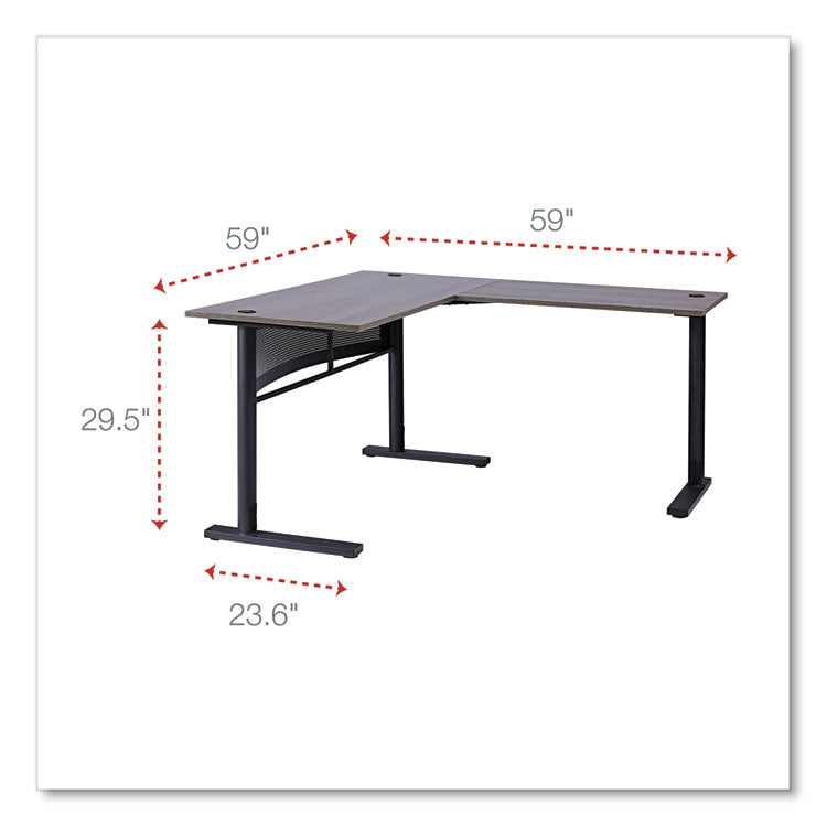 L-Shaped Writing Desk, 59.05" x 59.05" x 29.53", Gray/Black 2