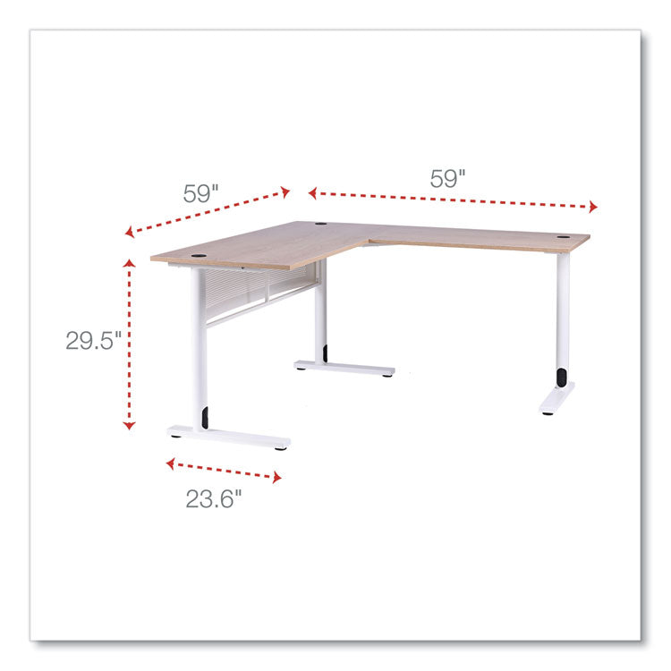 L-Shaped Writing Desk, 59.05" x 59.05" x 29.53", Beigewood/White 2