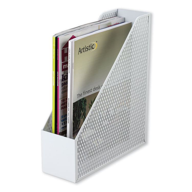 Urban Collection Punched Metal Magazine File, 3.5 x 10 x 11.5, White 1