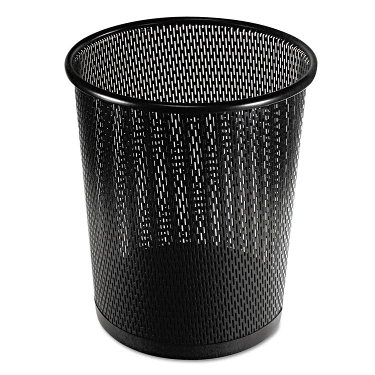 Urban Collection Punched Metal Wastebin, 20.24 oz, Perforated Steel, Black 1