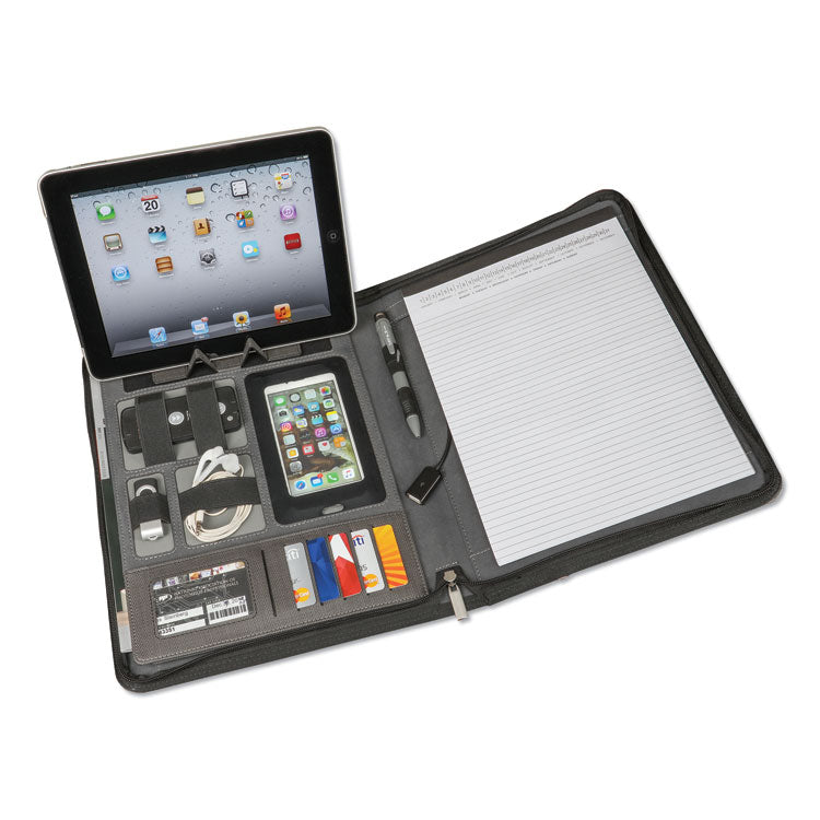 Power Padfolio, Zipper, 10.75 X 1.5 X 13.5, Polyurethane, Gray 2