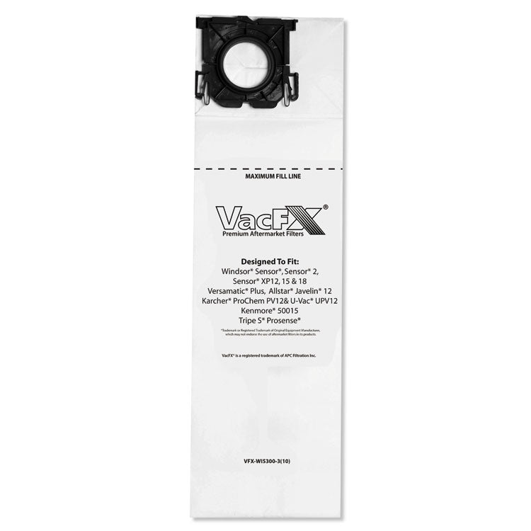 Vacuum Filter Bags Designed to Fit Allstar Javelin 12'' Series/Windsor Sensor S/S2/XP/Veramatic Plus, 100/Carton 1