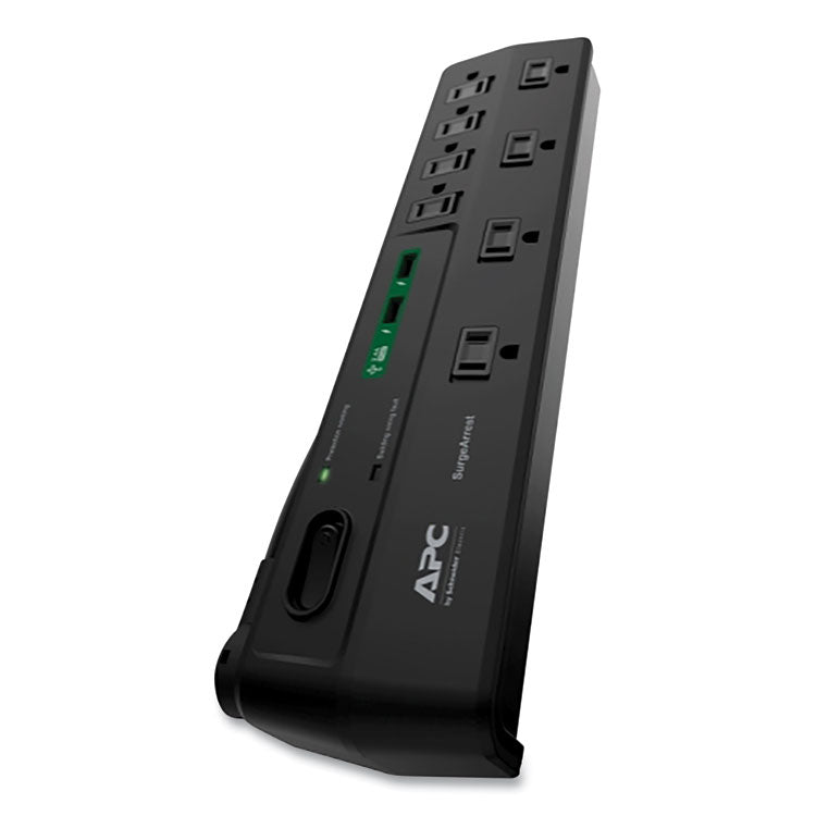 Home Office SurgeArrest Power Surge Protector, 8 AC Outlets/2 USB Ports, 6 ft Cord, 2,630 J, Black 3