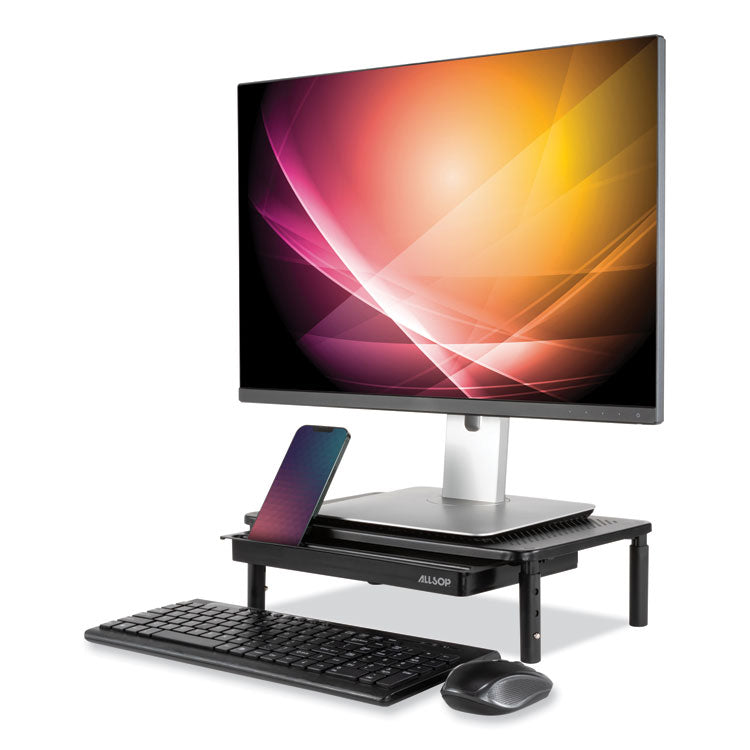 Metal Art Tri Level Stand, For 27" Monitors, 14.5" X 9.25" X 4.13" To 5.75", Black, Supports 30 Lb 2