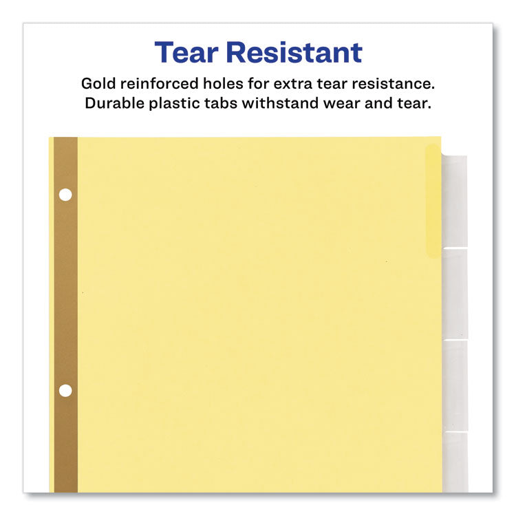 Insertable Big Tab Dividers, 5-Tab, Double-Sided Gold Edge Reinforcing, 11 x 8.5, Buff, Clear Tabs, 24 Sets 6