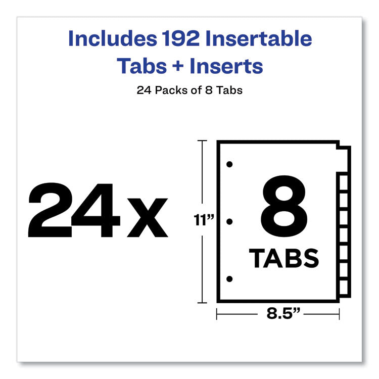 Insertable Big Tab Dividers, 8-Tab, Double-Sided Gold Edge Reinforcing, 11 x 8.5, Buff, Clear Tabs, 24 Sets 5