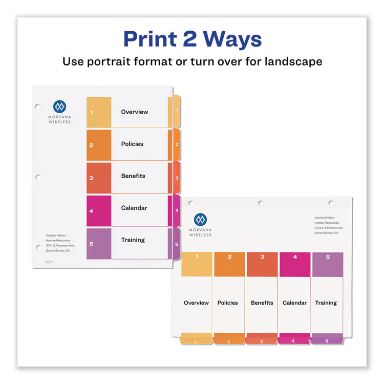 Customizable TOC Ready Index Multicolor Tab Dividers, Uncollated, 5-Tab, 1 to 5, 11 x 8.5, White, 24 Sets 3