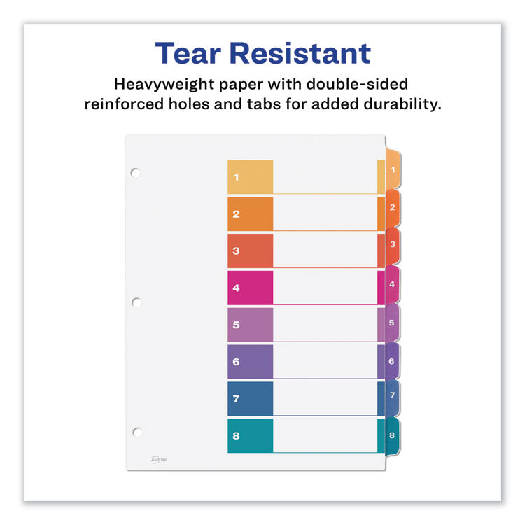 Customizable TOC Ready Index Multicolor Tab Dividers, Uncollated, 8-Tab, 1 to 8, 11 x 8.5, White, 24 Sets 5