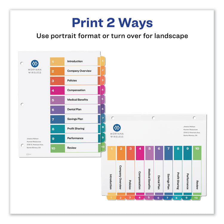 Customizable TOC Ready Index Multicolor Tab Dividers, Uncollated, 10-Tab, 1 to 10, 11 x 8.5, White, 24 Sets 3