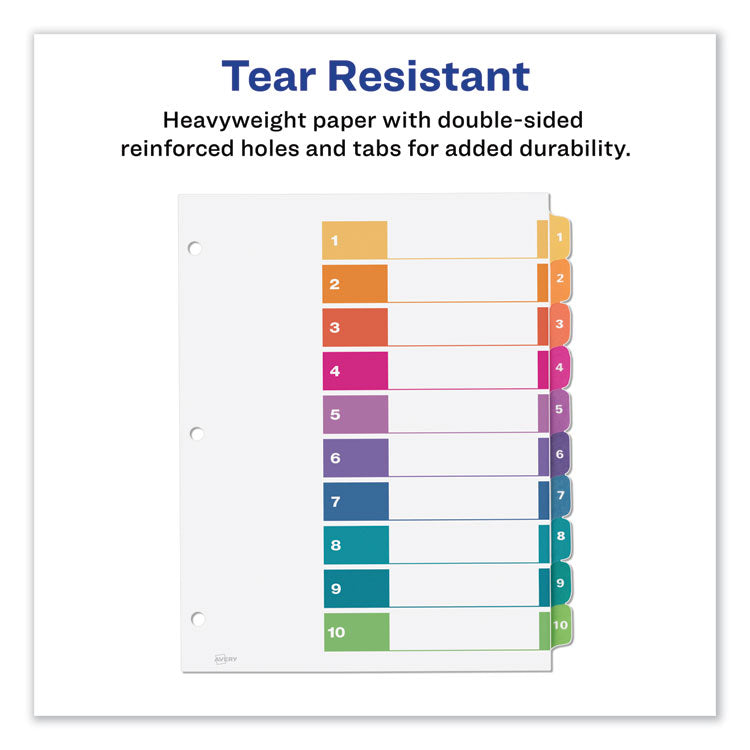 Customizable TOC Ready Index Multicolor Tab Dividers, Uncollated, 10-Tab, 1 to 10, 11 x 8.5, White, 24 Sets 5