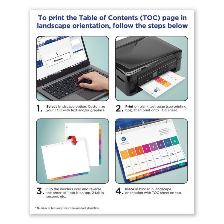 Customizable TOC Ready Index Multicolor Tab Dividers, Uncollated, 10-Tab, 1 to 10, 11 x 8.5, White, 24 Sets 7