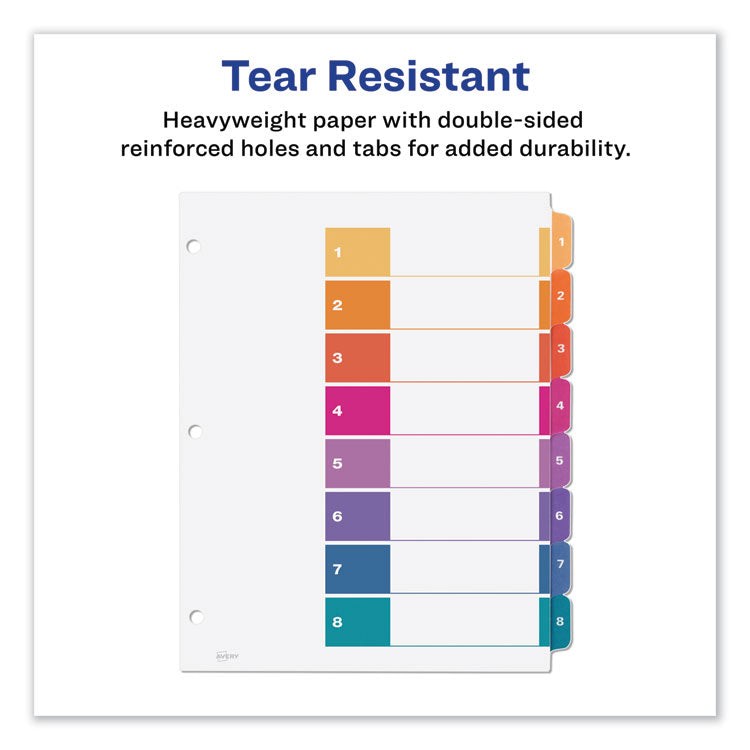 Customizable TOC Ready Index Multicolor Tab Dividers, 8-Tab, 1 to 8, 11 x 8.5, White, Traditional Color Tabs, 6 Sets 5