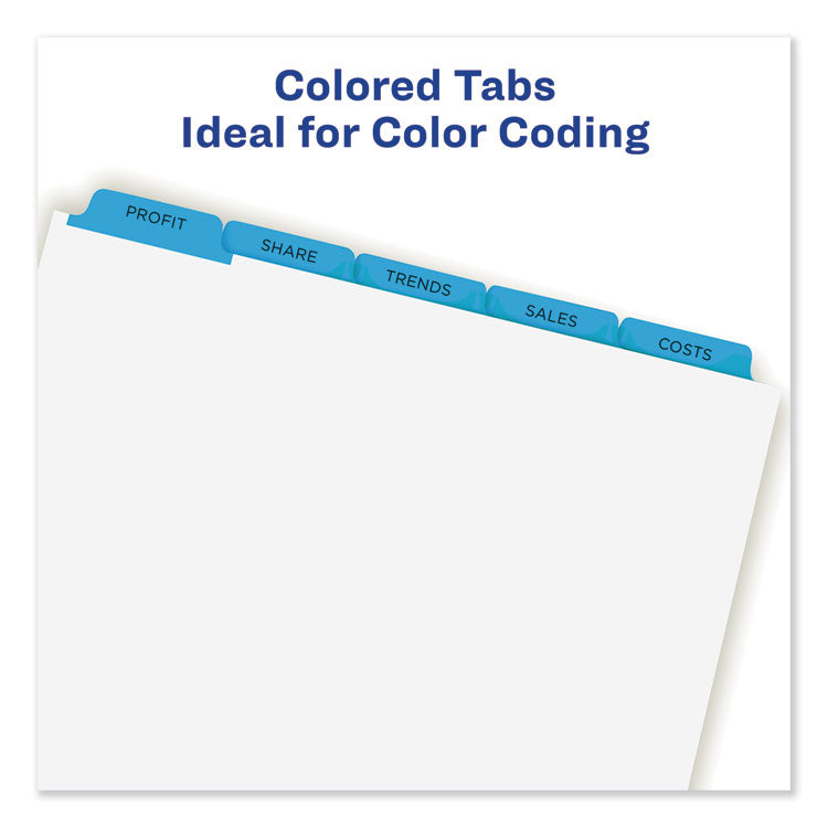 Print and Apply Index Maker Clear Label Dividers, 5-Tab, Color Tabs, 11 x 8.5, White, Blue Tabs, 5 Sets 6