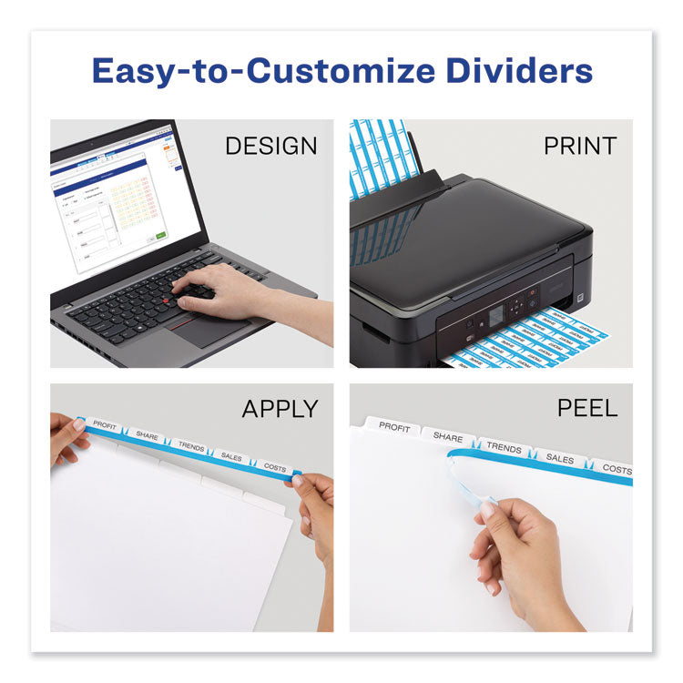 Print and Apply Index Maker Clear Label Dividers, 5-Tab, Color Tabs, 11 x 8.5, White, Traditional Color Tabs, 5 Sets 2