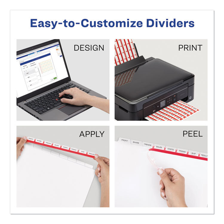 Print and Apply Index Maker Clear Label Dividers, 8-Tab, Color Tabs, 11 x 8.5, White, Traditional Color Tabs, 5 Sets 2