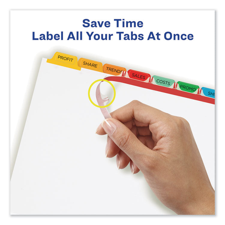 Print and Apply Index Maker Clear Label Dividers, 8-Tab, Color Tabs, 11 x 8.5, White, Traditional Color Tabs, 5 Sets 4