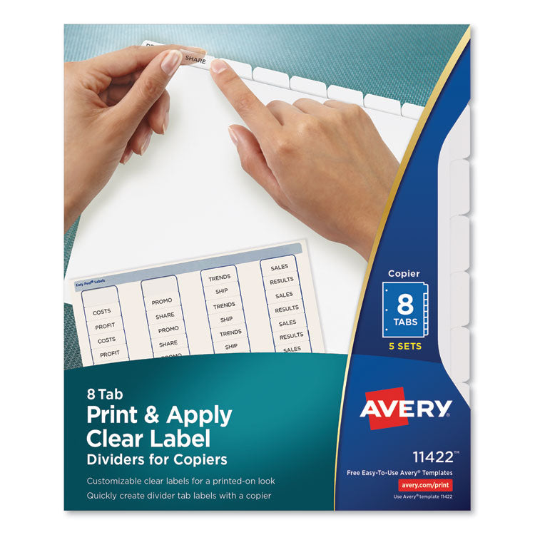 Print and Apply Index Maker Clear Label Dividers, Copiers, 8-Tab, 11 x 8.5, White, 5 Sets 1