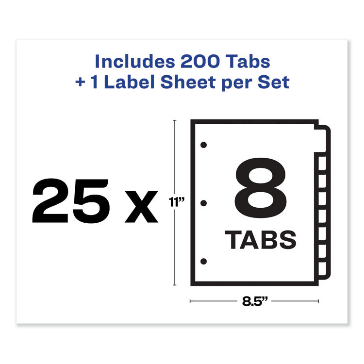 Print and Apply Index Maker Clear Label Dividers, 8-Tab, Color Tabs, 11 x 8.5, White, Traditional Color Tabs, 25 Sets 5