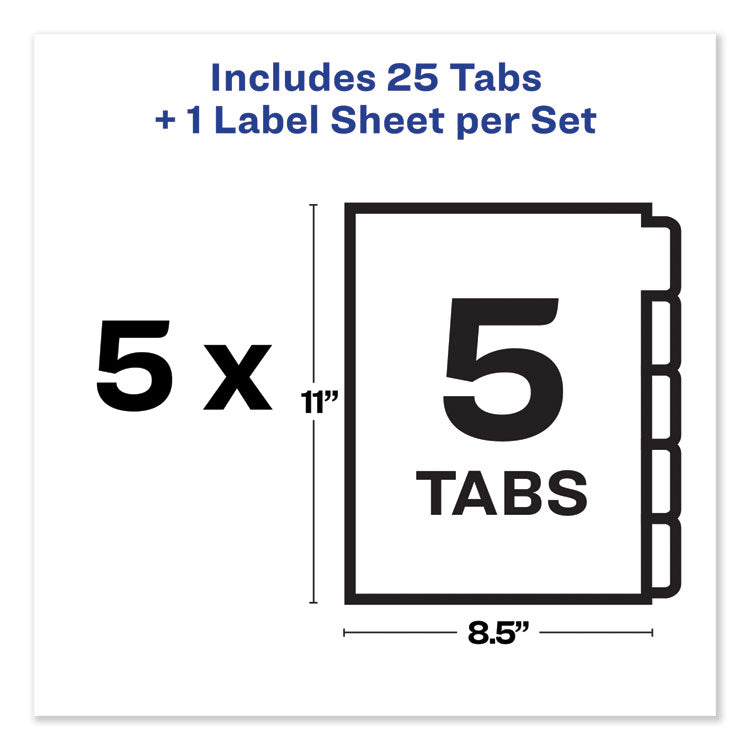 Print and Apply Index Maker Clear Label Unpunched Dividers, 5-Tab, 11 x 8.5, White, 5 Sets 5