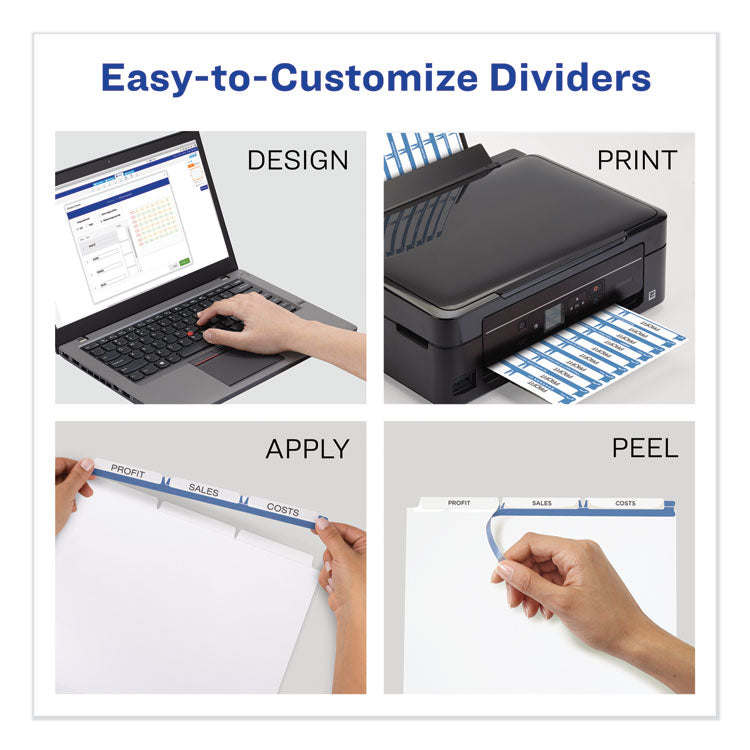 Print and Apply Index Maker Clear Label Dividers, 3-Tab, White Tabs, 11 x 8.5, White, 5 Sets 2