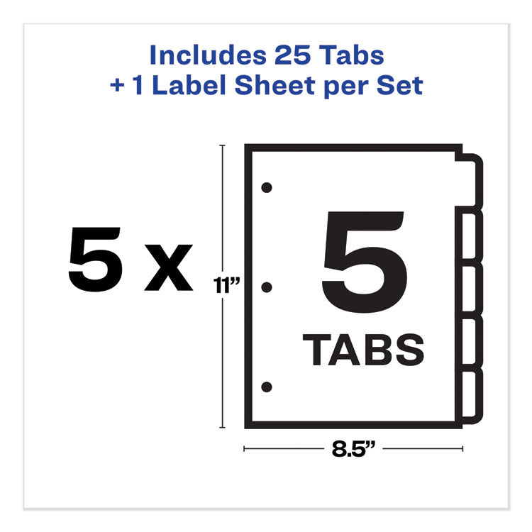 Print and Apply Index Maker Clear Label Dividers, 5-Tab, White Tabs, 11 x 8.5, White, 5 Sets 5