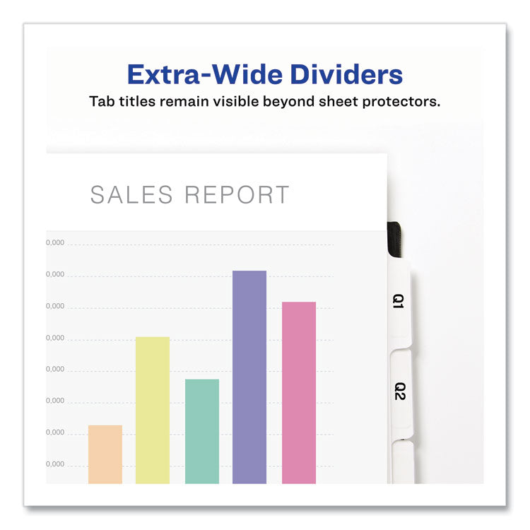 Print and Apply Index Maker Clear Label Dividers, Extra Wide Tab, 5-Tab, White Tabs, 11.25 x 9.25, White, 5 Sets 2