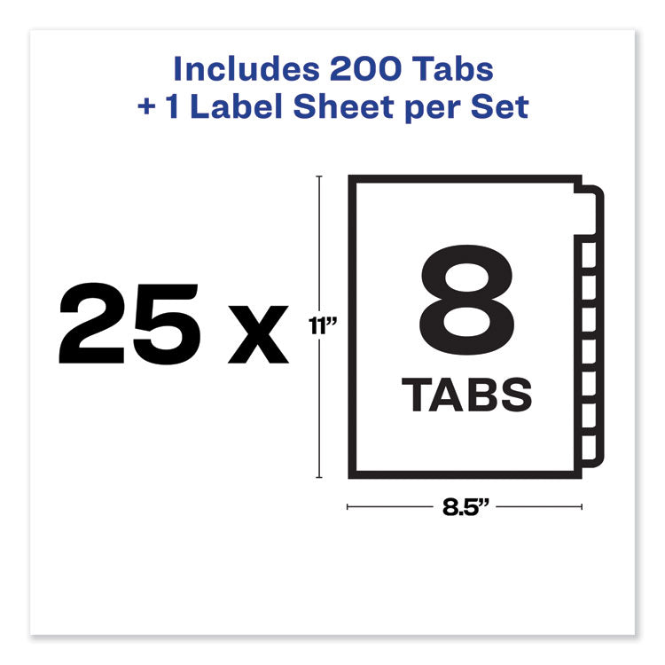 Print and Apply Index Maker Clear Label Unpunched Dividers, 8-Tab, 11 x 8.5, White, White Tabs, 25 Sets 5