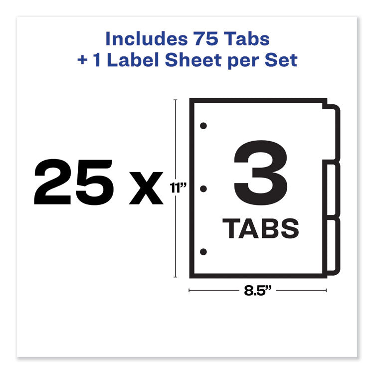 Print and Apply Index Maker Clear Label Dividers, 3-Tab, White Tabs, 11 x 8.5, White, 25 Sets 5