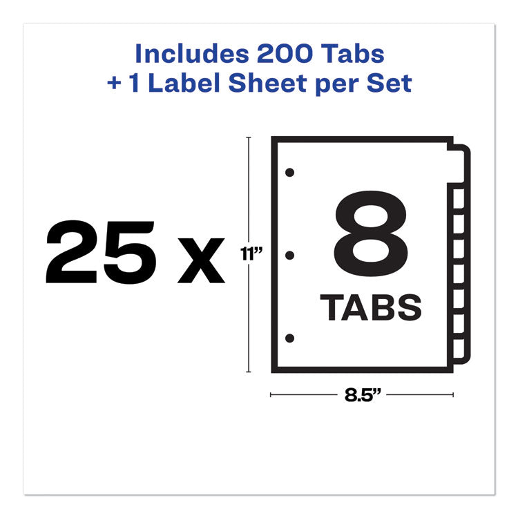 Print and Apply Index Maker Clear Label Dividers, 8-Tab, 11 x 8.5, White, 25 Sets 5