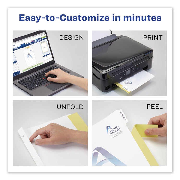 Customizable Print-On Dividers, 3-Hole Punched, 5-Tab, 11 x 8.5, White, 5 Sets 4