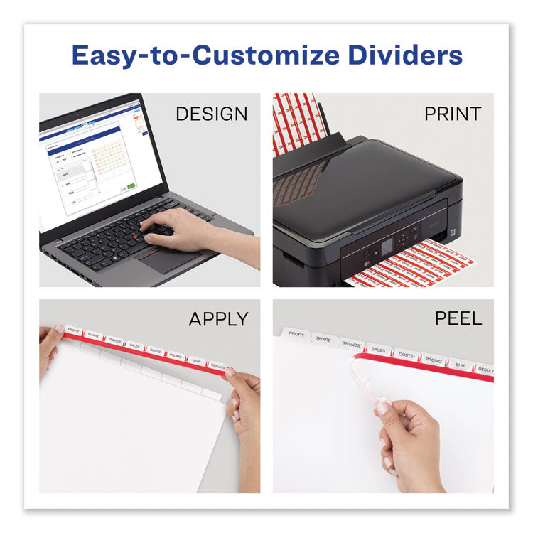 Print and Apply Index Maker Clear Label Dividers, 8-Tab, Color Tabs, 11 x 8.5, White, Contemporary Color Tabs, 5 Sets 2