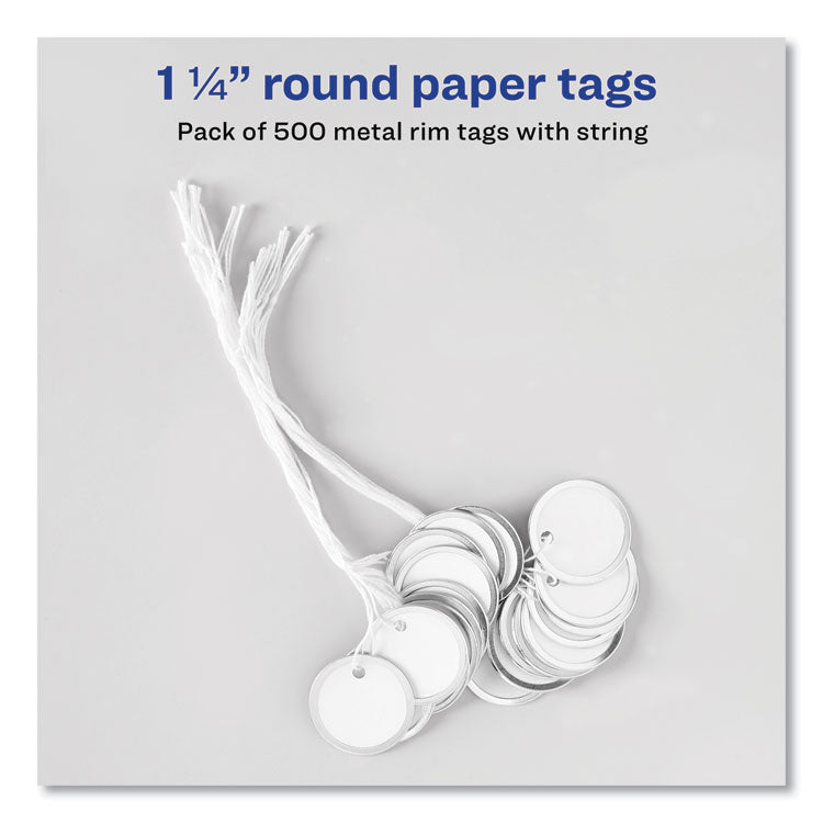 Heavyweight Stock Metal Rim Tags, 1.25" dia, White, 500/Box 2