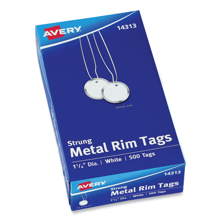 Heavyweight Stock Metal Rim Tags, 1.25" dia, White, 500/Box 1