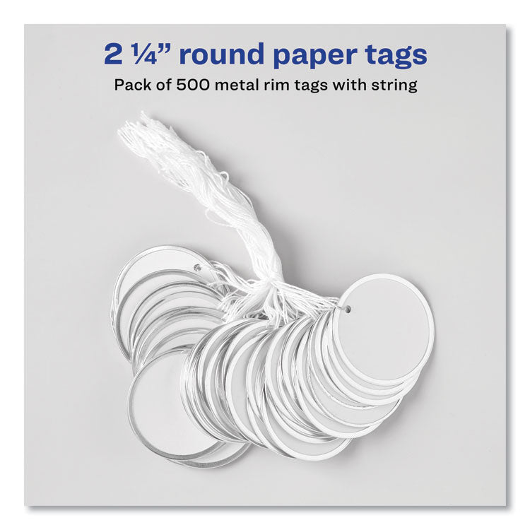 Heavyweight Stock Metal Rim Tags, 2.25" dia, White, 500/Box 3