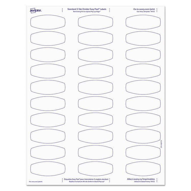 Big Tab Printable White Label Tab Dividers, 5-Tab, 11 x 8.5, White, 20 Sets 7