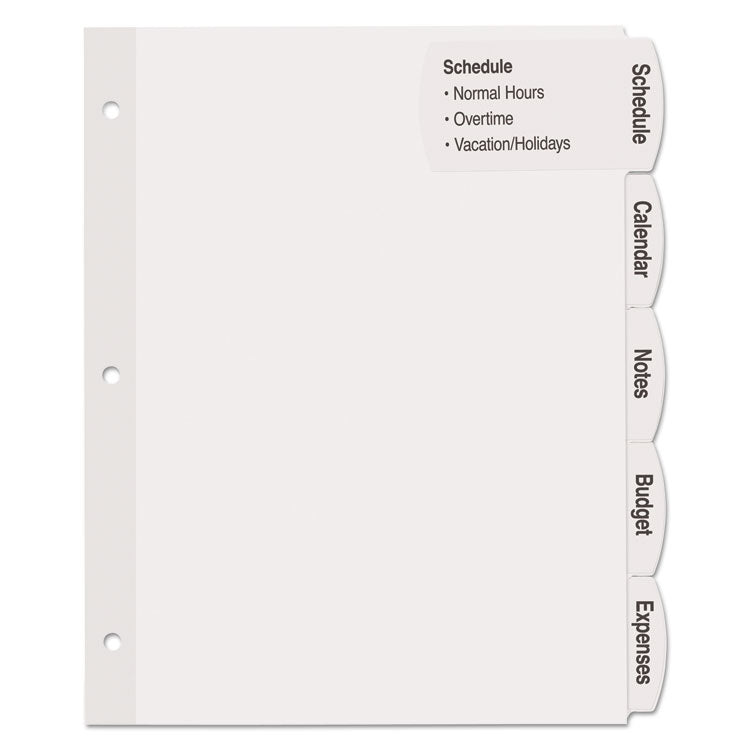 Big Tab Printable Large White Label Tab Dividers, 5-Tab, 11 x 8.5, White, 20 Sets 2