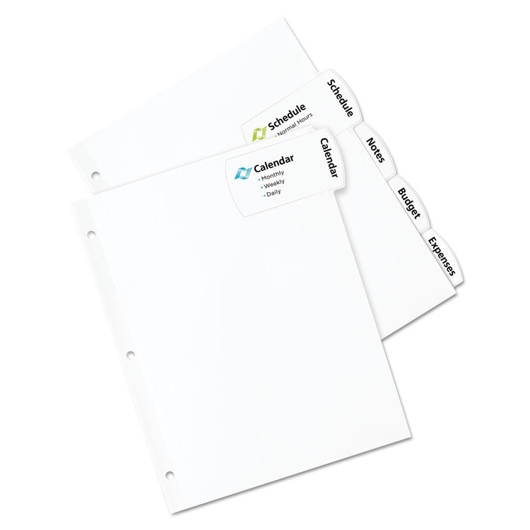 Big Tab Printable Large White Label Tab Dividers, 5-Tab, 11 x 8.5, White, 20 Sets 4