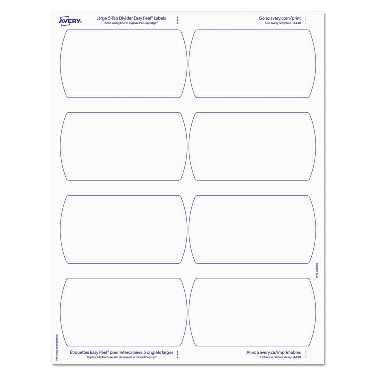 Big Tab Printable Large White Label Tab Dividers, 5-Tab, 11 x 8.5, White, 20 Sets 6