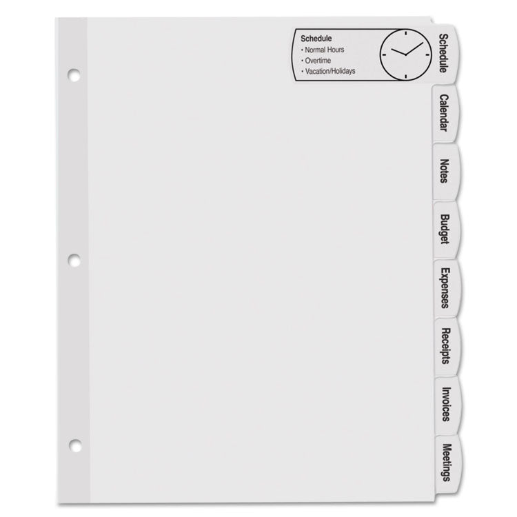 Big Tab Printable Large White Label Tab Dividers, 8-Tab, 11 x 8.5, White, 20 Sets 2