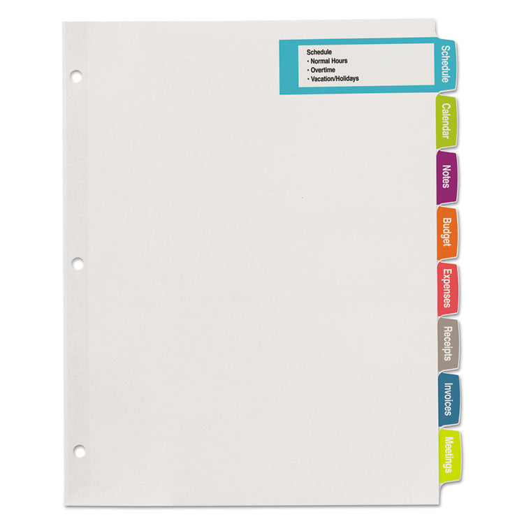 Big Tab Printable Large White Label Tab Dividers, 8-Tab, 11 x 8.5, White, 20 Sets 3