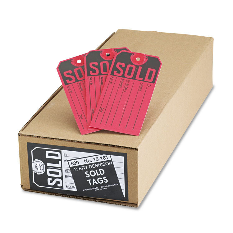 Sold Tags, Paper, 4.75 x 2.38, Red/Black, 500/Box 1