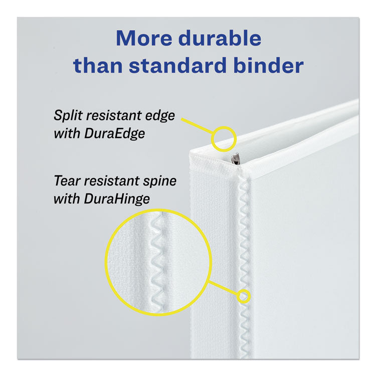 Durable View Binder With Durahinge And Slant Rings, 3 Rings, 3" Capacity, 11 X 8.5, White, 4/pack 4