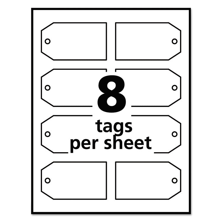 Printable Rectangular Tags with Strings, 2 x 3.5, Matte White, 96/Pack 8